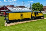 USAX 2358, Davenport 20T, and CNW 10515 ex CGW 616 Caboose on display at the Clinton County Historical Museum at Riverview Park